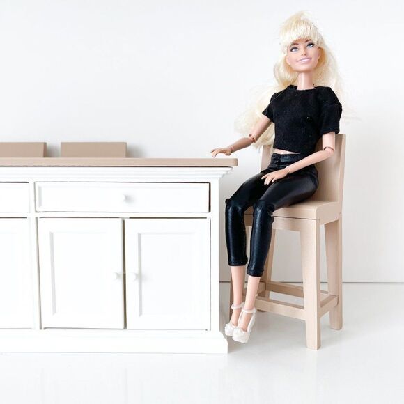 Barbie Integrity Doll White Kitchen Island 1:6 Scale 3 Matched Chairs 3D Printed - Picture 11 of 13
